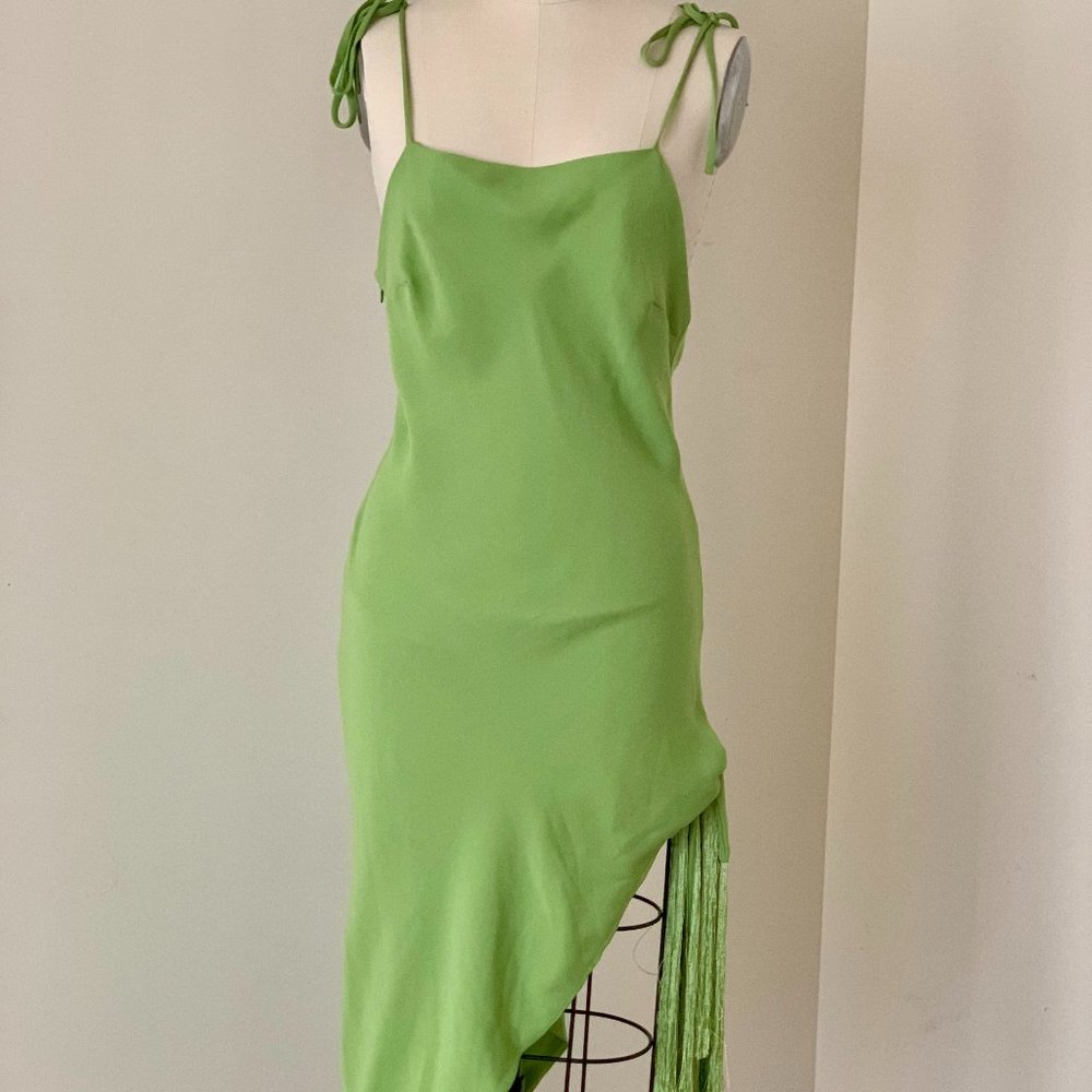 CULT GAIA GISELLE ASYMMETRICAL DRESS CITRUS GREEN SIZE MEDIUM